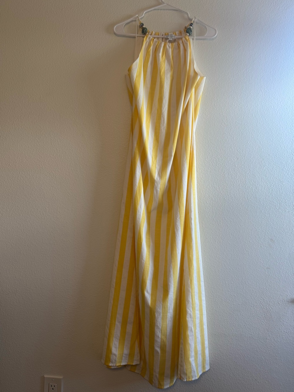 Sugarlips Yellow and White Striped Halter Maxi Dress